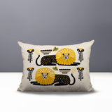 Chiga Lion Reversible Indoor/Outdoor Rectangular Pillow in Yellow - Size 25x18