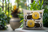 Chiga Lion Reversible Indoor/Outdoor Square Pillow in Yellow - Size 20x20