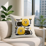 Chiga Lion Reversible Indoor/Outdoor Square Pillow in Yellow - Size 20x20