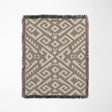 Chitto Southwestern Cotton Blend Blanket Throw in Beige and Off-White, full view