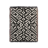 Chitto Southwestern Cotton Blend Blanket Throw in Black and Off-White, full view