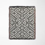 Chitto Southwestern Cotton Blend Blanket Throw in Gray and Off-White, full view