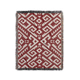 Chitto Southwestern Cotton Blend Blanket Throw in Red and Off-White, full view