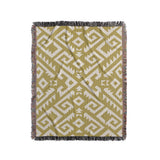 Chitto Southwestern Cotton Blend Blanket Throw in Dull Gold and Off-White, full view