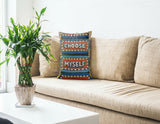 Choose Faux Linen Lumber Pillow in Blue; Red - Size 14x20