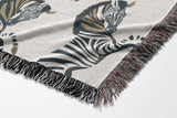 Ciro Zebra Cotton Blend Blanket Throw in Blue Gray and Off-White, full view