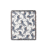 Ciro Zebra Cotton Blend Blanket Throw in Dark Blue and Off-White, full view