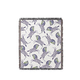 Ciro Zebra Cotton Blend Blanket Throw in Periwinkle and Off-White, full view