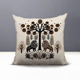 Comas Lion Reversible Indoor/Outdoor Square Pillow in Beige - Size 20x20