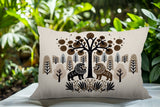 Comas Lion Reversible Indoor/Outdoor Rectangular Pillow in Beige - Size 25x18