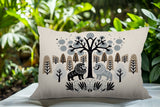 Comas Lion Reversible Indoor/Outdoor Rectangular Pillow in Gray - Size 25x18