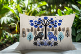 Comas Lion Reversible Indoor/Outdoor Rectangular Pillow in Navy Blue - Size 25x18