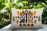 Comas Lion Reversible Indoor/Outdoor Rectangular Pillow in Orange - Size 25x18