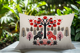 Comas Lion Reversible Indoor/Outdoor Rectangular Pillow in Red - Size 25x18