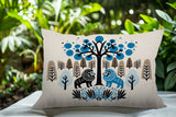 Comas Lion Reversible Indoor/Outdoor Rectangular Pillow in Turquoise - Size 25x18