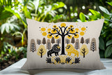 Comas Lion Reversible Indoor/Outdoor Rectangular Pillow in Yellow - Size 25x18