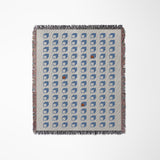 Cube Cotton Blend Blanket Throw in Blue, full view