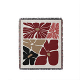 Roni Floral Cotton Throw Blanket in Red, full view