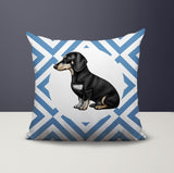 Dachshund Dog  Indoor/Outdoor Reversible Square Pillow