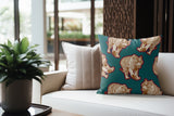 Dama Tiger Faux Suede Square Indoor Pillow in Amber Flame - Size 20x20