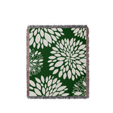Fiesta Floral Cotton Throw Blanket in Green, full view