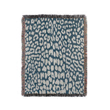 Delo Animal Print Cotton Blend Blanket Throw in Blue, full view