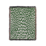 Delo Animal Print Cotton Blend Blanket Throw in Green, full view