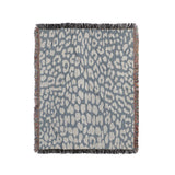 Delo Animal Print Cotton Blend Blanket Throw in Light Blue, full view