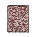 Delo Animal Print Cotton Blend Blanket Throw in Red, full view