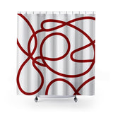 Doodles Shower Curtain in Red