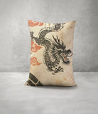 Chinese Dragon Faux Linen Lumber Pillow