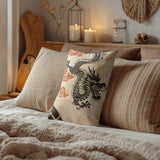 Chinese Dragon Faux Linen Lumber Pillow