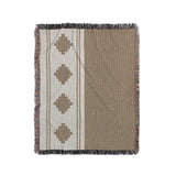 Ector Southwestern Cotton Blend Blanket Throw in Beige and Off-White, full view