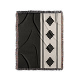 Ector Southwestern Cotton Blend Blanket Throw in Black and Off-White, full view