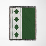 Ector Southwestern Cotton Blend Blanket Throw in Green and Off-White, full view