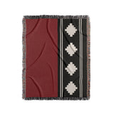 Ector Southwestern Cotton Blend Blanket Throw in Red, Black and Off-White, full view