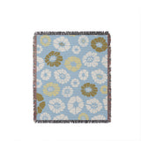 Valu Floral Cotton Throw Blanket in Sky, full view