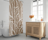Everly Floral and Abstract Shower Curtain in Brown and Beige