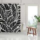 Everly Floral and Abstract Shower Curtain in Black and White - view 2