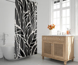 Everly Floral and Abstract Shower Curtain in Black and White