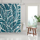 Everly Floral and Abstract Shower Curtain in Emerald and White - view 2