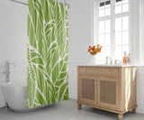 Everly Floral and Abstract Shower Curtain in Green and White