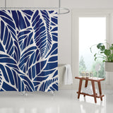 Everly Floral and Abstract Shower Curtain in Navy Blue and White - view 2