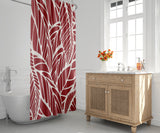 Everly Floral and Abstract Shower Curtain in Red and White