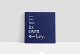 Every Door Has Its Own Key Canvas Wall Art in Navy Blue, square