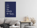 Every Door Has Its Own Key Canvas Wall Art in Navy Blue