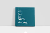 Every Door Has Its Own Key Canvas Wall Art in Turquoise, square