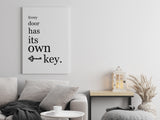 Every Door Has Its Own Key Canvas Wall Art in White
