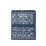 Thora Tribal Cotton Throw Blanket in Blue, full view