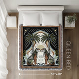 Faya Tiger Cotton Blend Blanket Throw in Black and Brown, laid flat